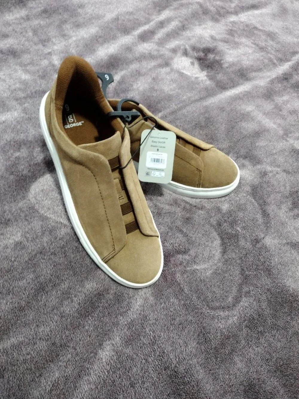 George Men's Tan Suede Slip-On Sneakers size 9 New